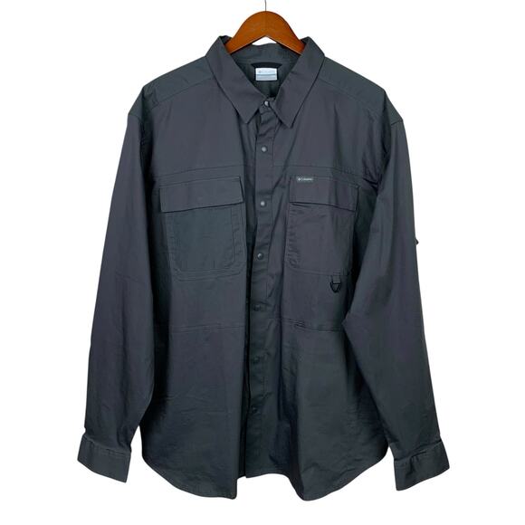 Columbia Other - New Columbia Landroamer Shirt Grey Twill Snap Front Long Sleeve Mens XXL Regular
